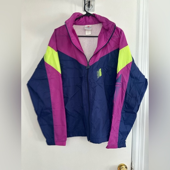 New Balance Jackets & Blazers - VTG 80s New Balance Vibrant Colorful Hooded full Zip Windbreaker track jacket